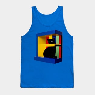 Mondrian Style Royal Cat Tank Top